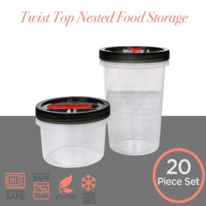 Kitchen Details 10 Piece Food Storage Container Set | 6-16oz & 4-32oz | Screw Top Airtight Lid | Air Vent | BPA Free | Canister | Dishwasher and Freezer Safe | Clear & Grey