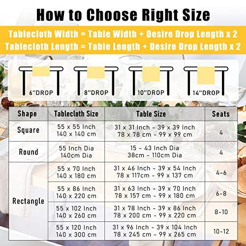 TEWENE Tablecloth, Rectangle Table Cloth Linen Wrinkle Free Anti-Fading Tablecloths Washable Dust-Proof Table Cover for Kitchen Dinning Party (Rectangle/Oblong, 55''x86'',6-8 Seats, Gray)