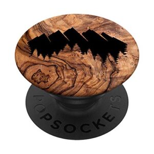 mountain range forest burned woodgrain wood-burn popsockets popgrip: swappable grip for phones & tablets