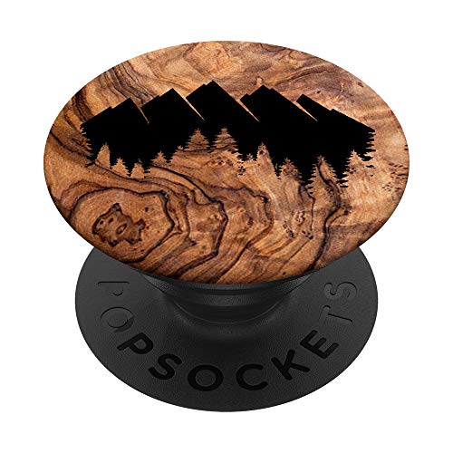 Mountain Range Forest Burned Woodgrain Wood-Burn PopSockets PopGrip: Swappable Grip for Phones & Tablets