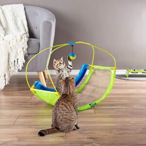 petmaker interactive cat toy rocking activity mat- swing playing station with sisal scratching area, hanging toy, rolling ball for cats and kittens