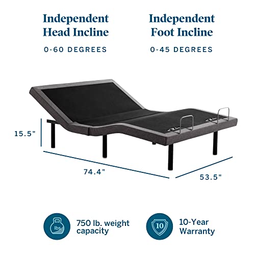 Lucid L300 Full Adjustable Bed Frame with Lucid 12 inch Latex Hybrid Full Mattress