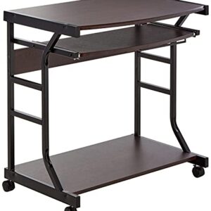 Target Marketing Systems Berkeley Mobile Desk with Pull Out Keyboard Tray and Lockable Wheels, Modern Rolling Laptop Table Ideal for Working from Home, 27.5", Espresso