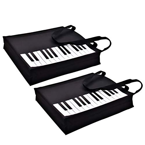 Piano Keys Handbag Reusable Grocery Bag Shoulder Shopping Bag Tote Bag for Music Teacher Girls Gift Bag (Piano Keys Handbag-2Pack)