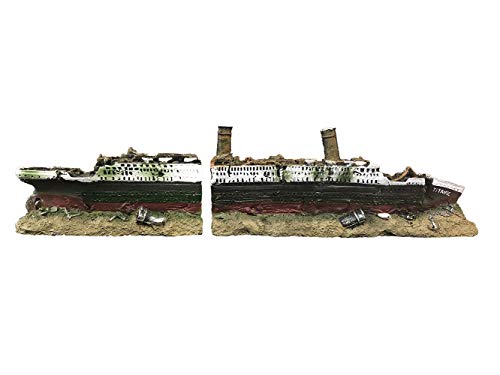 SLOCME Aquarium Titanic Shipwreck Decorations - Resin Material Ship Decorations，Fish Tank Sunken Ship Ornament Aquarium Environment Friendly Decorations