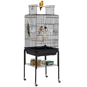 yaheetech open top rolling parrot bird cage for cockatiel sun parakeet green cheek conure mid-sized parrot cage with detachable stand