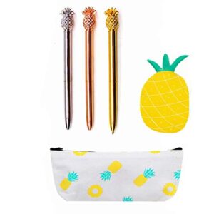 jevenis set of 5 pineapple pens ballpoint pens with pineapple pencil pouch bags ins style pineapple notes stickers for office gift
