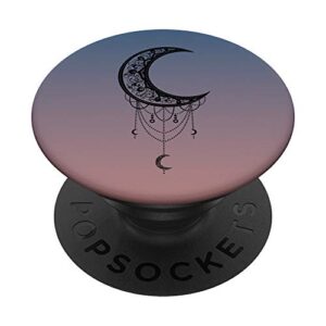 beautiful black crescent moon dreamcatcher silhouette popsockets popgrip: swappable grip for phones & tablets