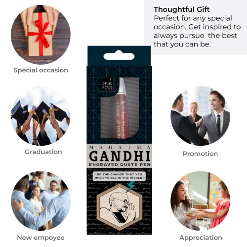 Mahatma Gandhi Inspirational Quote Pen - Be the Change that You Wish to See in the World. - Office Business Quote Gifts for Creative Professionals Students Coworkers Colleagues Men Women