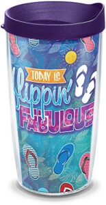 tervis flippin fabulous insulated tumbler with wrap and lid, clear 16 oz tritan