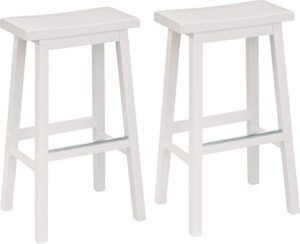 amazon basics solid wood saddle-seat kitchen counter barstool, 29-inch height, white - set of 2