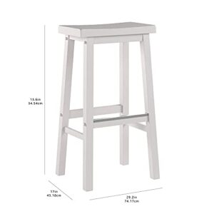 Amazon Basics Solid Wood Saddle-Seat Kitchen Counter Barstool, 29-Inch Height, White - Set of 2