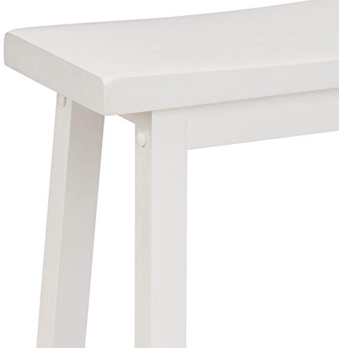 Amazon Basics Solid Wood Saddle-Seat Kitchen Counter Barstool, 29-Inch Height, White - Set of 2