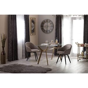 Studio Designs Home Archtech 60" W x 32" D Mid-Century Modern Dining, Desk, Metal and 8mm Thick Glass Table in Gold