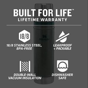 Stanley Classic Vacuum Insulated Wide Mouth Bottle - BPA-Free 18/8 Stainless Steel Thermos for Cold & Hot Beverages