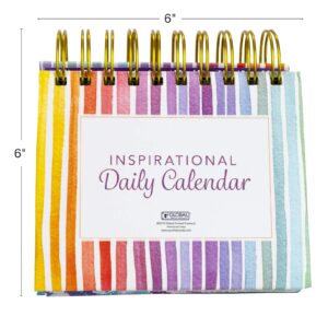 Motivational & Inspirational Perpetual Daily Flip Calendar Self-Standing Easel (Rainbow Stripe)