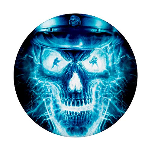 Flaming Blue Skull Face - Fire Skull For Boys Men PopSockets Swappable PopGrip