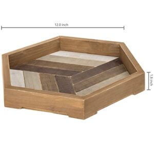 MyGift 12-inch Rustic Geometric Chevron Design Wood Serving Tray