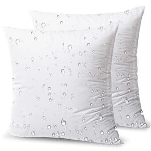phantoscope premium outdoor pillow inserts - pack of 2 square form water resistant polyester throw pillows, made in usa couch sham cushion stuffer, 18 x 18 inches