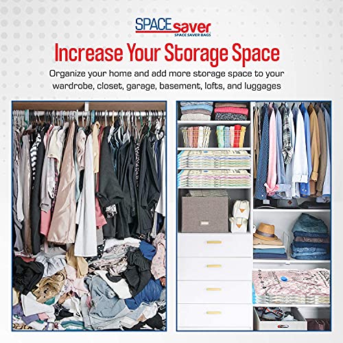 Spacesaver Vacuum Storage Bags (Variety 10-Pack) Save 80% on Clothes Storage Space - Vacuum Sealer Bags for Comforters, Blankets, Bedding, Clothing - Compression Seal for Closet Storage. Pump for Travel.