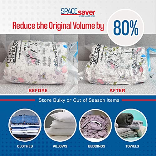 Spacesaver Vacuum Storage Bags (Variety 10-Pack) Save 80% on Clothes Storage Space - Vacuum Sealer Bags for Comforters, Blankets, Bedding, Clothing - Compression Seal for Closet Storage. Pump for Travel.