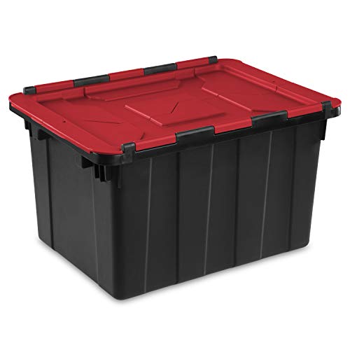 STERILITE, 12 Gal./45 L Hinged Lid Industrial Tote, Case of 6