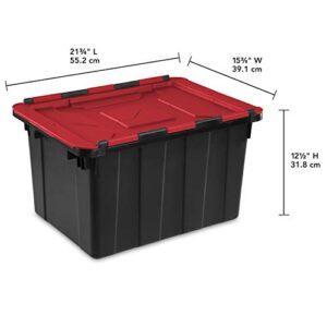 STERILITE, 12 Gal./45 L Hinged Lid Industrial Tote, Case of 6