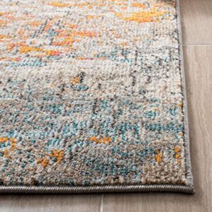 SAFAVIEH Madison Collection Area Rug - 9' x 12', Grey & Orange, Modern Abstract Design, Non-Shedding & Easy Care, Ideal for High Traffic Areas in Living Room, Bedroom (MAD460F)
