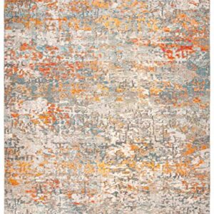 SAFAVIEH Madison Collection Area Rug - 9' x 12', Grey & Orange, Modern Abstract Design, Non-Shedding & Easy Care, Ideal for High Traffic Areas in Living Room, Bedroom (MAD460F)