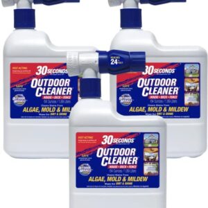 30 SECONDS Mold and Mildew Stain Remover | Outdoor Cleaner | Rapid Results, Cleans Algae, Dirt, and Grime from Fences, Siding, Concrete, Deck | 64 oz. Hose End Spray Bottle - 3 Pack