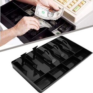 Cash Register Drawer Insert Tray with 5 Bill/4 Coin Compartments for Money Storage, Black