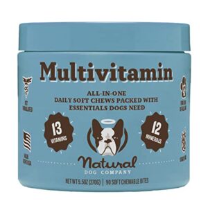 natural dog company multivitamin chews (90 pieces), dog vitamins and supplements, peanut butter & bacon flavor, for dogs of all ages, sizes, & breeds, supports immune system