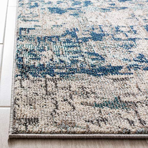 SAFAVIEH Madison Collection Area Rug - 9' x 12', Grey & Blue, Modern Abstract Design, Non-Shedding & Easy Care, Ideal for High Traffic Areas in Living Room, Bedroom (MAD460K)