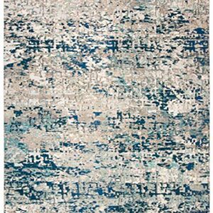 SAFAVIEH Madison Collection Area Rug - 9' x 12', Grey & Blue, Modern Abstract Design, Non-Shedding & Easy Care, Ideal for High Traffic Areas in Living Room, Bedroom (MAD460K)