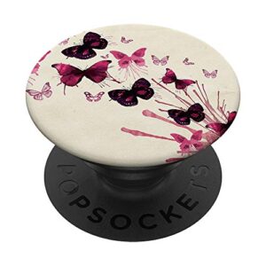 Dark Pink Butterfly Cellphone Holder Hand Pop Up Phone Knobs PopSockets PopGrip: Swappable Grip for Phones & Tablets