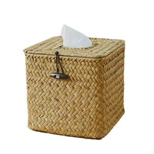 raincol morava square seagrass facial tissue box decorative woven paper holder napkin dispenser (1)