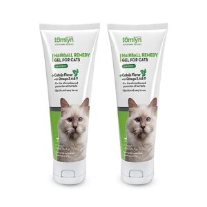 tomlyn laxatone hairball remedy gel for cats - catnip flavor (2 pack)