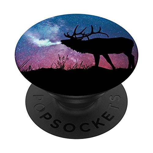 Cool Galaxy and Elk Deer Black Phone Grip Gifts Boys Girls PopSockets PopGrip: Swappable Grip for Phones & Tablets