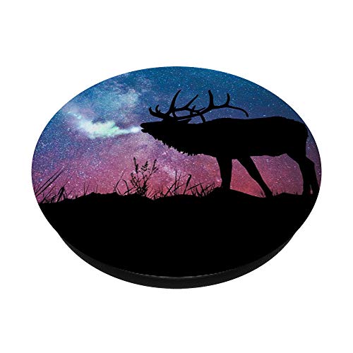 Cool Galaxy and Elk Deer Black Phone Grip Gifts Boys Girls PopSockets PopGrip: Swappable Grip for Phones & Tablets