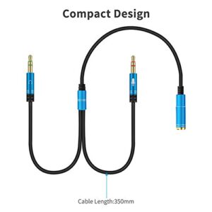 Canfon Headphone Splitter for Computer 3.5mm Female to 2 Dual 3.5mm Male Headphone Mic Audio Y Splitter Cable Smartphone Headset to PC Adapter(100CM, Black)