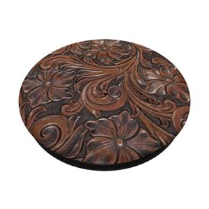 Wild West Western Cowgirl for Women Tooled Print PopSockets PopGrip: Swappable Grip for Phones & Tablets