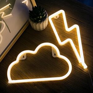 QiaoFei Neon Light,LED Lightning Sign Shaped Decor Light,Wall Decor for Christmas,Birthday Party,Kids Room, Living Room, Wedding Party Decor (Warm White)