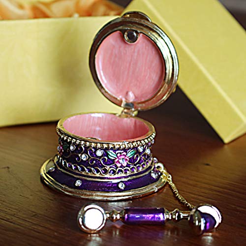 Hophen Telephone Trinket Box Hand-Painted Crystal Decorative Hinged Jewelry Ring Holder Storage Box Collectible (Purple)