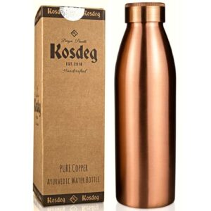 copper water bottle - kosdeg - 24oz - a handcrafted leak proof ayurvedic pure copper vessel for drinking- drink more water, lower your sugar intake and enjoy the health benefits immediately…