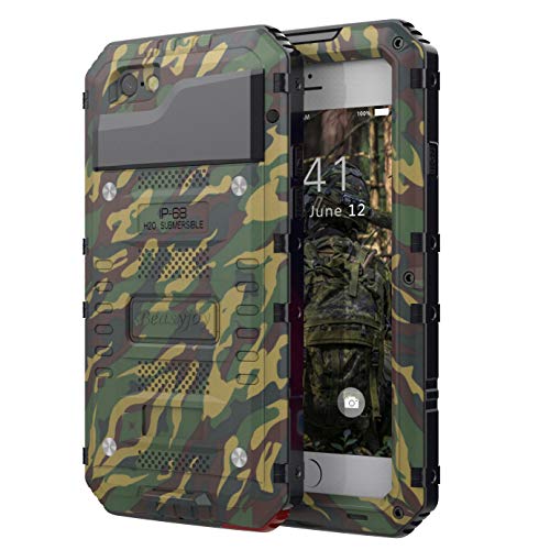 Beasyjoy iPhone 7 Plus Case iPhone 8 Plus Metal Case Heavy Duty with Screen Full Body Waterproof Shockproof Tough Rugged Hybrid Military Grade Defender (Camo)