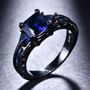 igem (blue) 10 colors princess cut sapphire wedding band ring black gold jewelry size 5-11 (7)