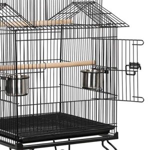 Topeakmart 55'' Triple Roof Top Large Medium Parrot Bird Cage for Cockatiel Conure Green Cheek Parakeet Caique with Removable Stand