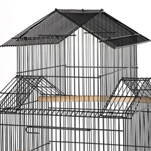 Topeakmart 55'' Triple Roof Top Large Medium Parrot Bird Cage for Cockatiel Conure Green Cheek Parakeet Caique with Removable Stand