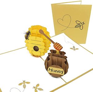 poplife beehive and honeypot pop up card for your honey! - mothers day pop up, anniversary card, happy birthday, just because, gift for her - husband for wife, for daughter, for son, for grandkids