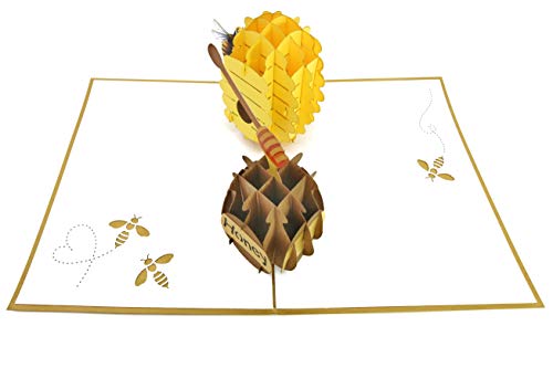 PopLife Beehive and Honeypot Pop Up Card for your HONEY! - Mothers Day Pop Up, Anniversary Card, Happy Birthday, Just Because, Gift for Her - Husband for Wife, for Daughter, for Son, for Grandkids